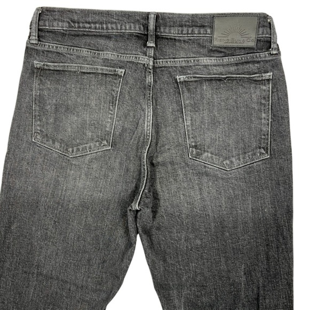 RISING SUN & CO Slim Straight Jeans Mens 38x32 Black Rinse Grunge Stretch Denim - Picture 6 of 15